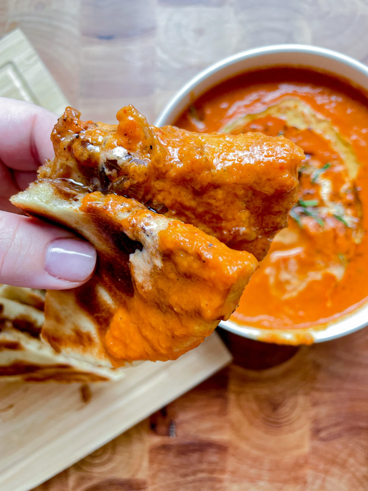 Tomato Soup & Caramalized Onion Grilled Cheese Sandwich