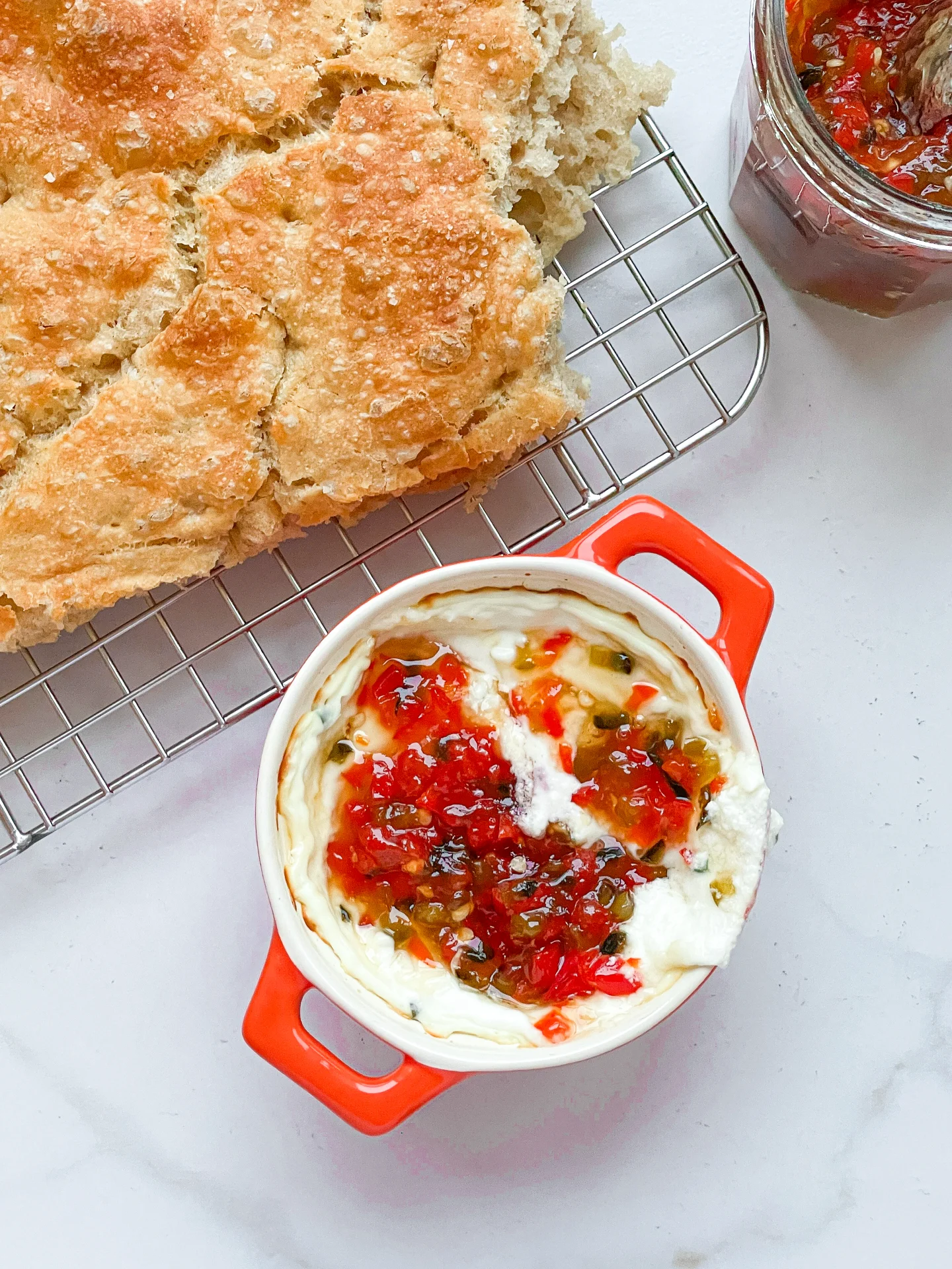 Baked Goat Cream Cheese & Hot Pepper Jelly