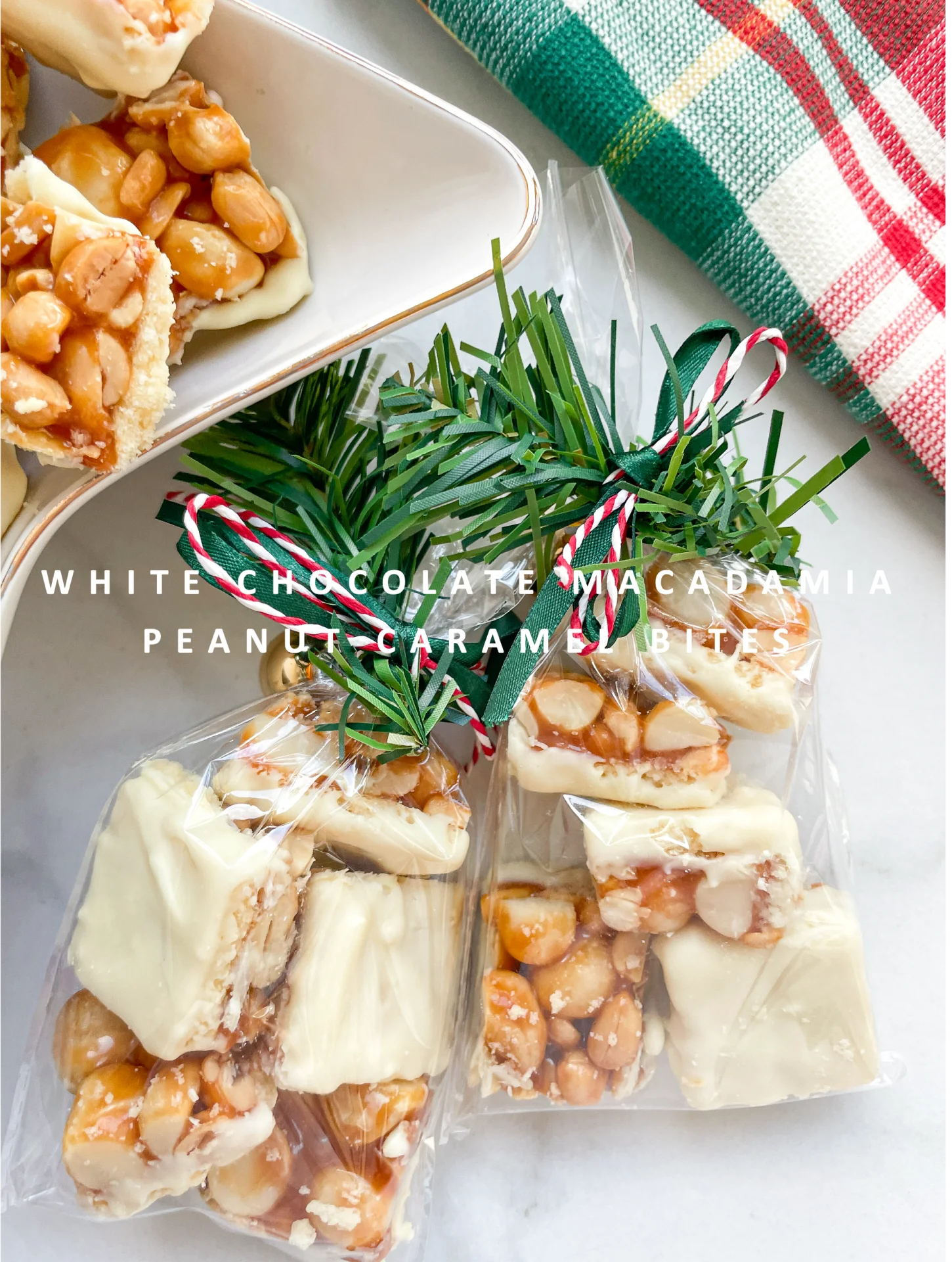 White Chocolate Macadamia Peanut Caramel Bites White Chocolate Macadamia Peanut Caramel Bites