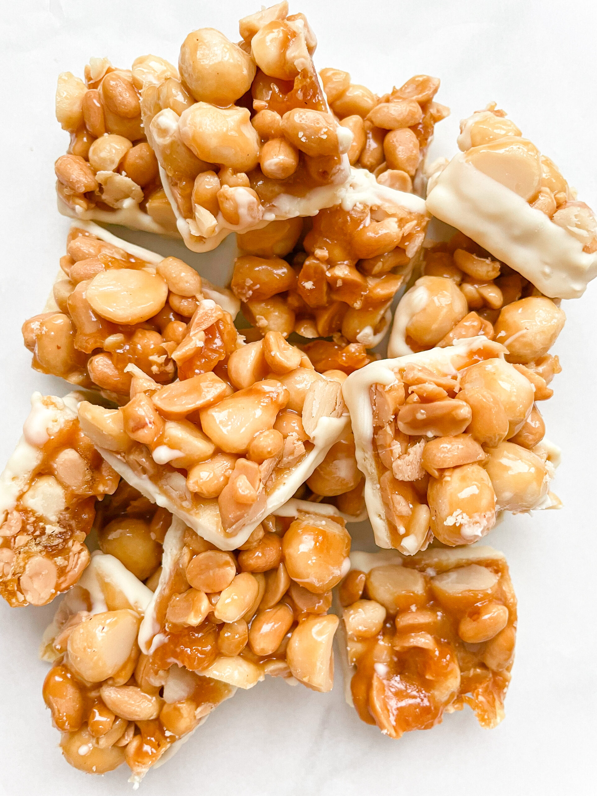 White Chocolate Macadamia Peanut Caramel Bites