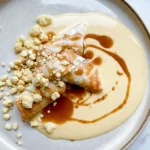 Apple Pie Rolls with Vanilla & Caramel Sauce & Milk Crumble