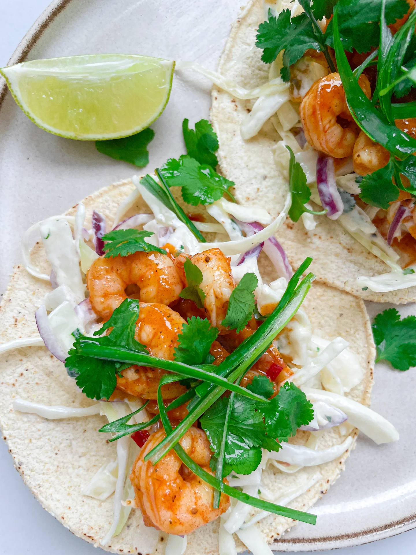 Cajun Shrimp Tacos with Passionfruit Lime Slaw