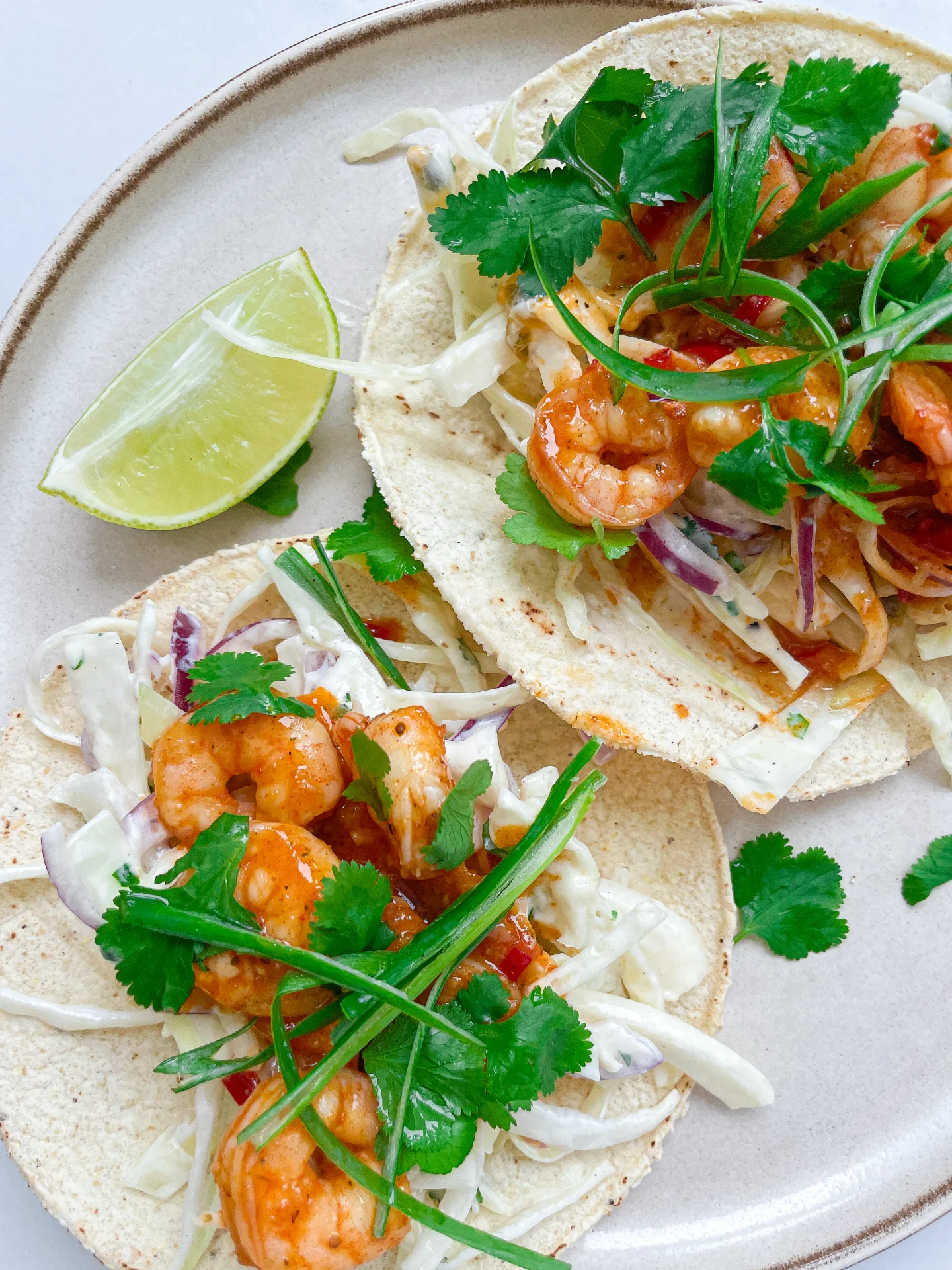 Cajun Shrimp Tacos with Passionfruit Lime Slaw