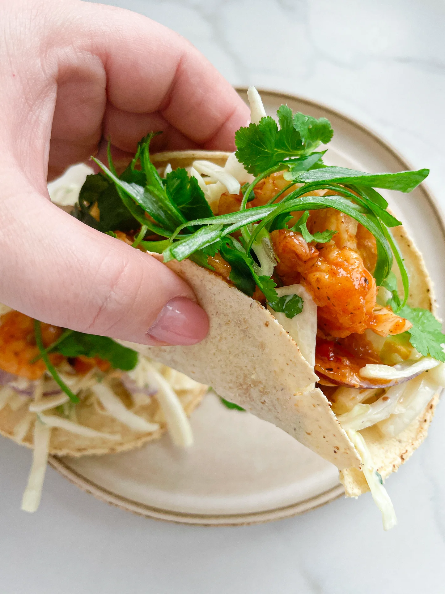 Cajun Shrimp Tacos with Passionfruit Lime Slaw