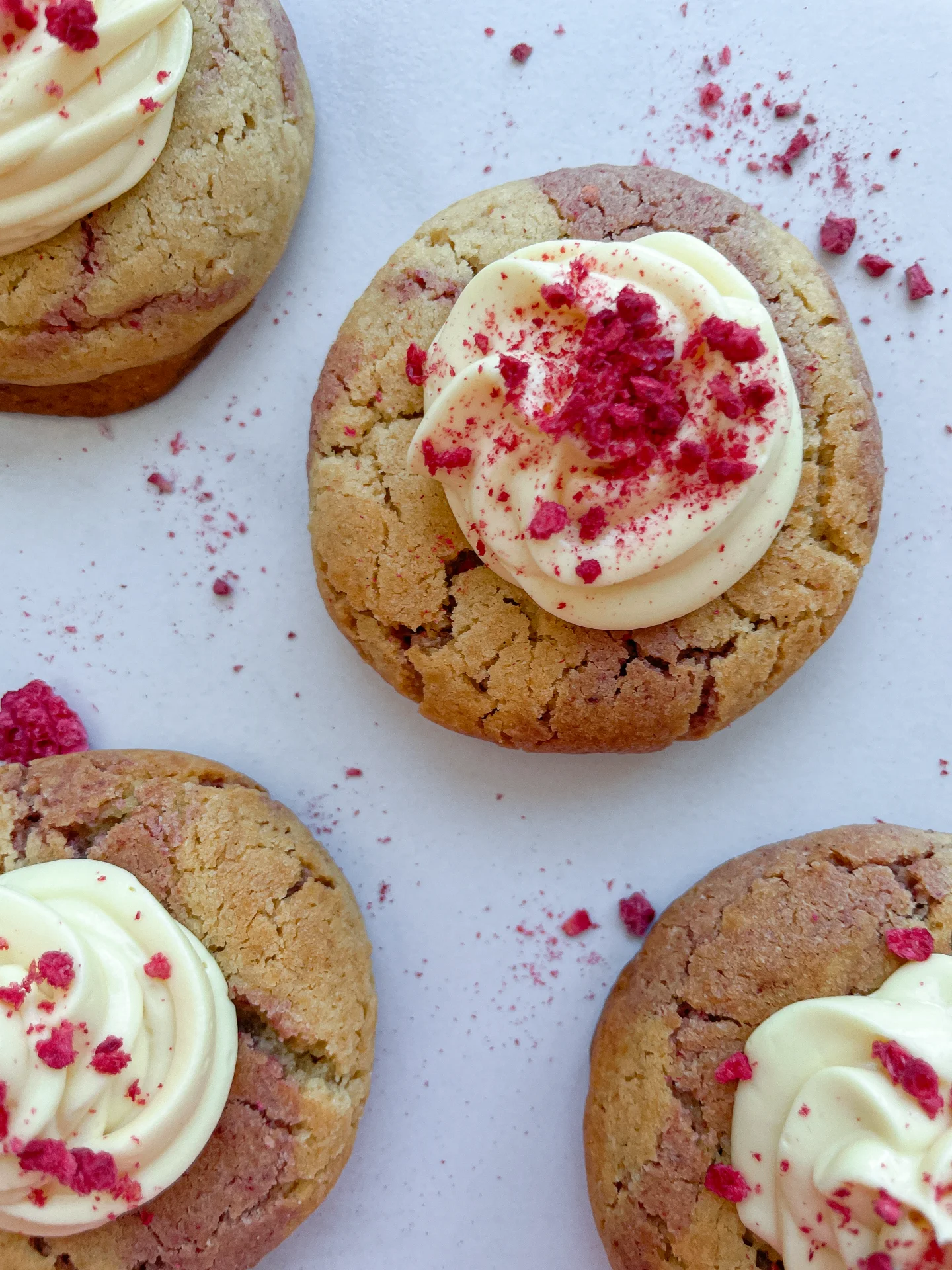 Raspberry Marble Cookies with Passionfruit Ganache