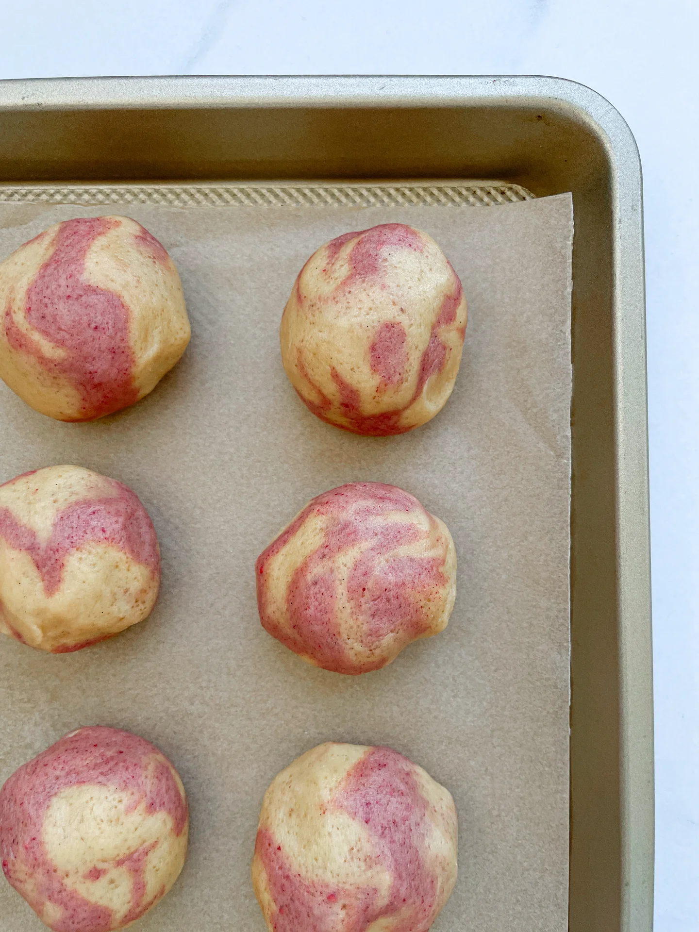 Raspberry Marble Cookies with Passionfruit Ganache