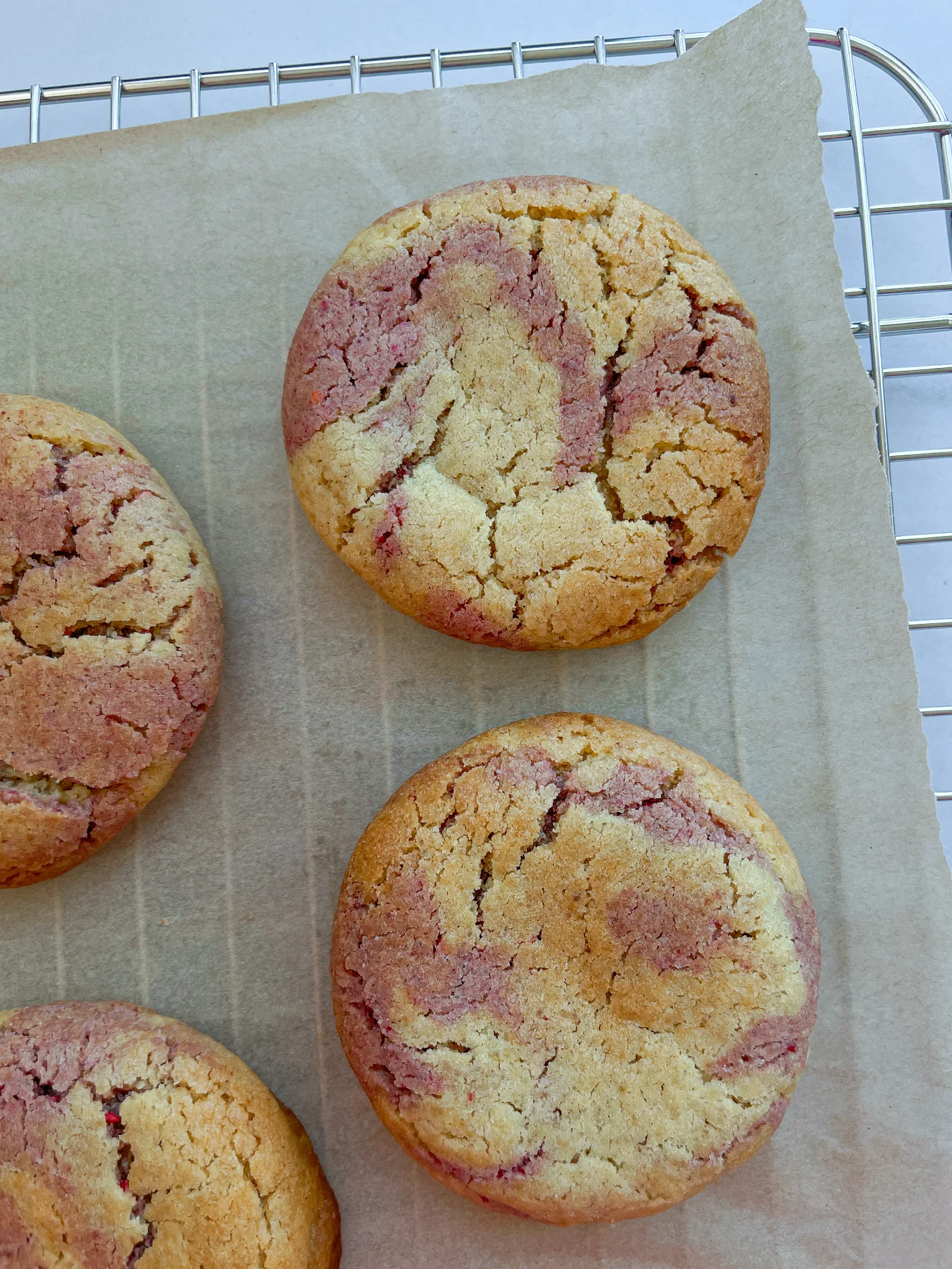 Raspberry Marble Cookies with Passionfruit Ganache