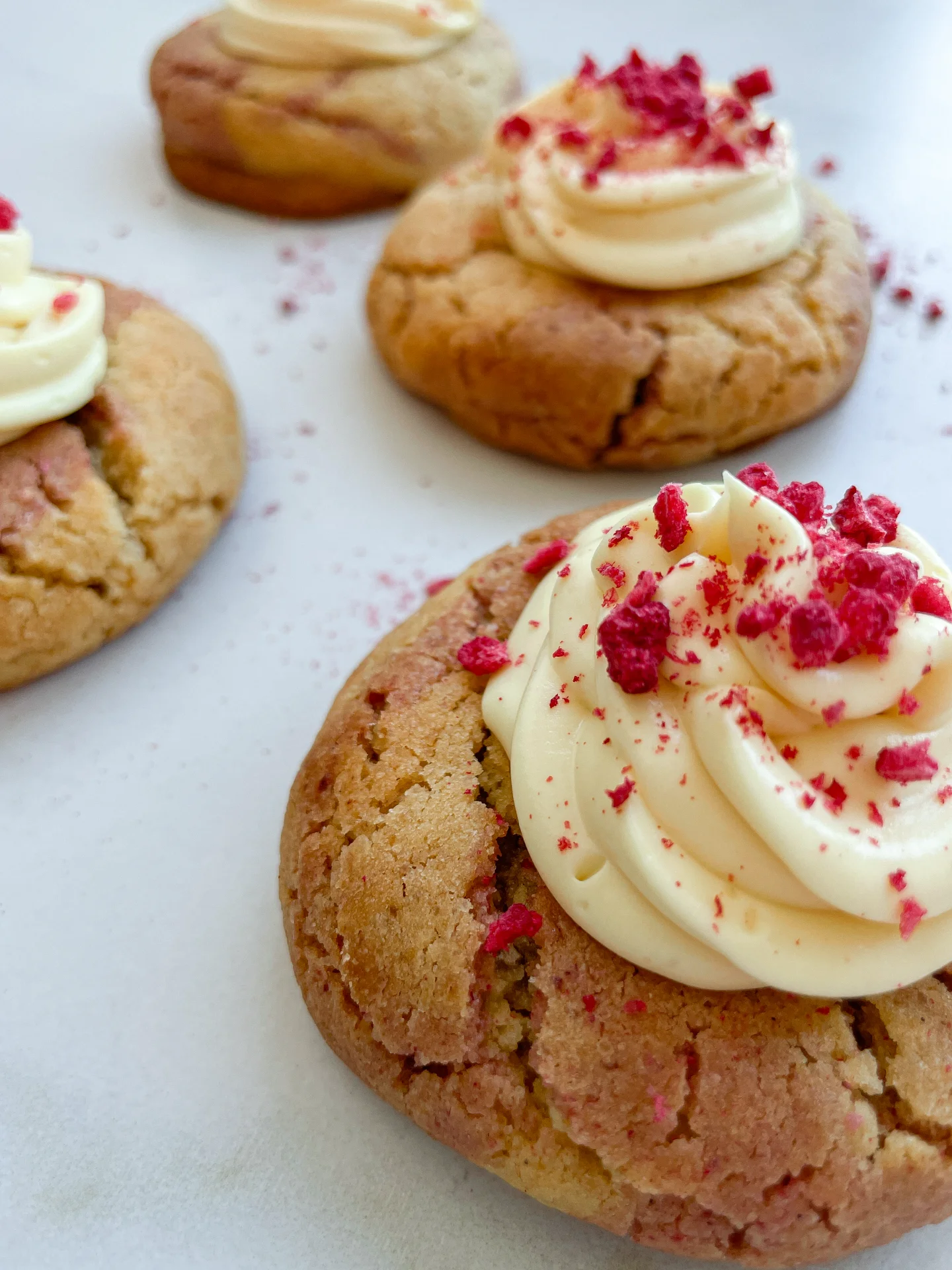 Raspberry Marble Cookies with Passionfruit Ganache