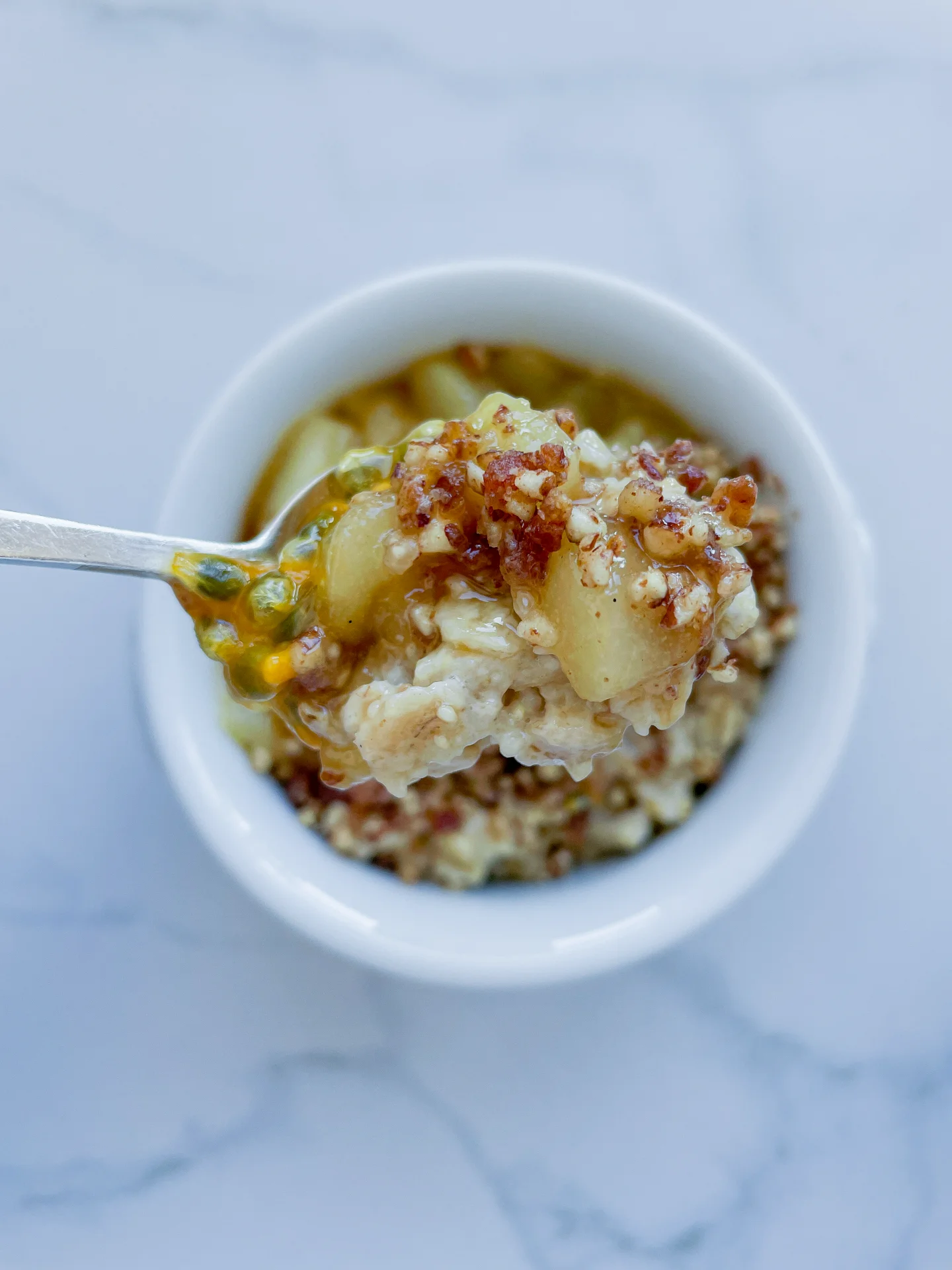 Vanilla Porridge with Passionfruit Pear Compote