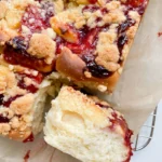 Vanilla Cream and Strawberry Jam Streusel Buns
