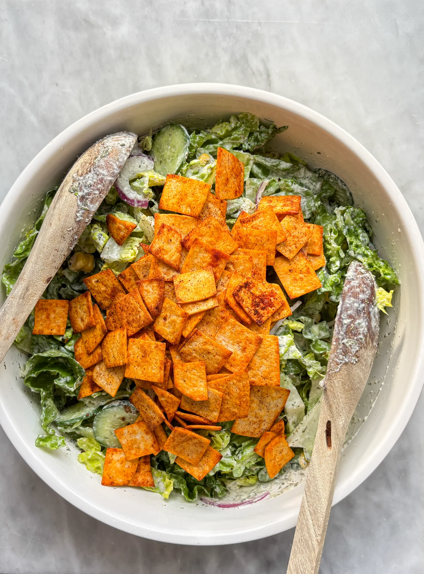 Crunchy Tortilla Blackened Chicken Bowl with Ranch Dressing