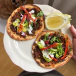 Mini Turkish Lahmacun Flatbreads with Herb Garlic Sauce